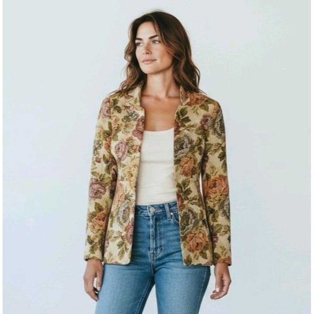 Floral Blazer Rose Pattern Sz S Western Whimsigoth Handmade 90s Butter Mom *SIZE